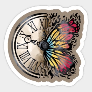 Clock and Butterfly Sticker